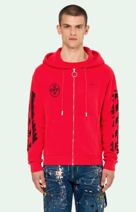 off white red hoodie