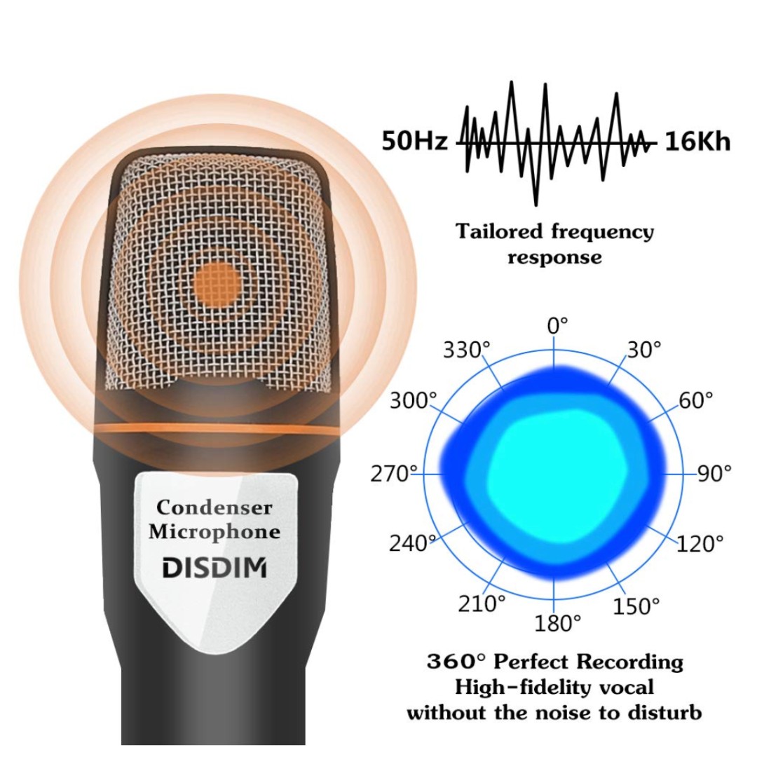 P13 DISDIM PC Microphone, 3.5mm Jack Condenser Recording Microphone