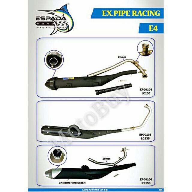 RFS150 RS150 LC135 Y15ZR VF3i exhaust system espada e4 