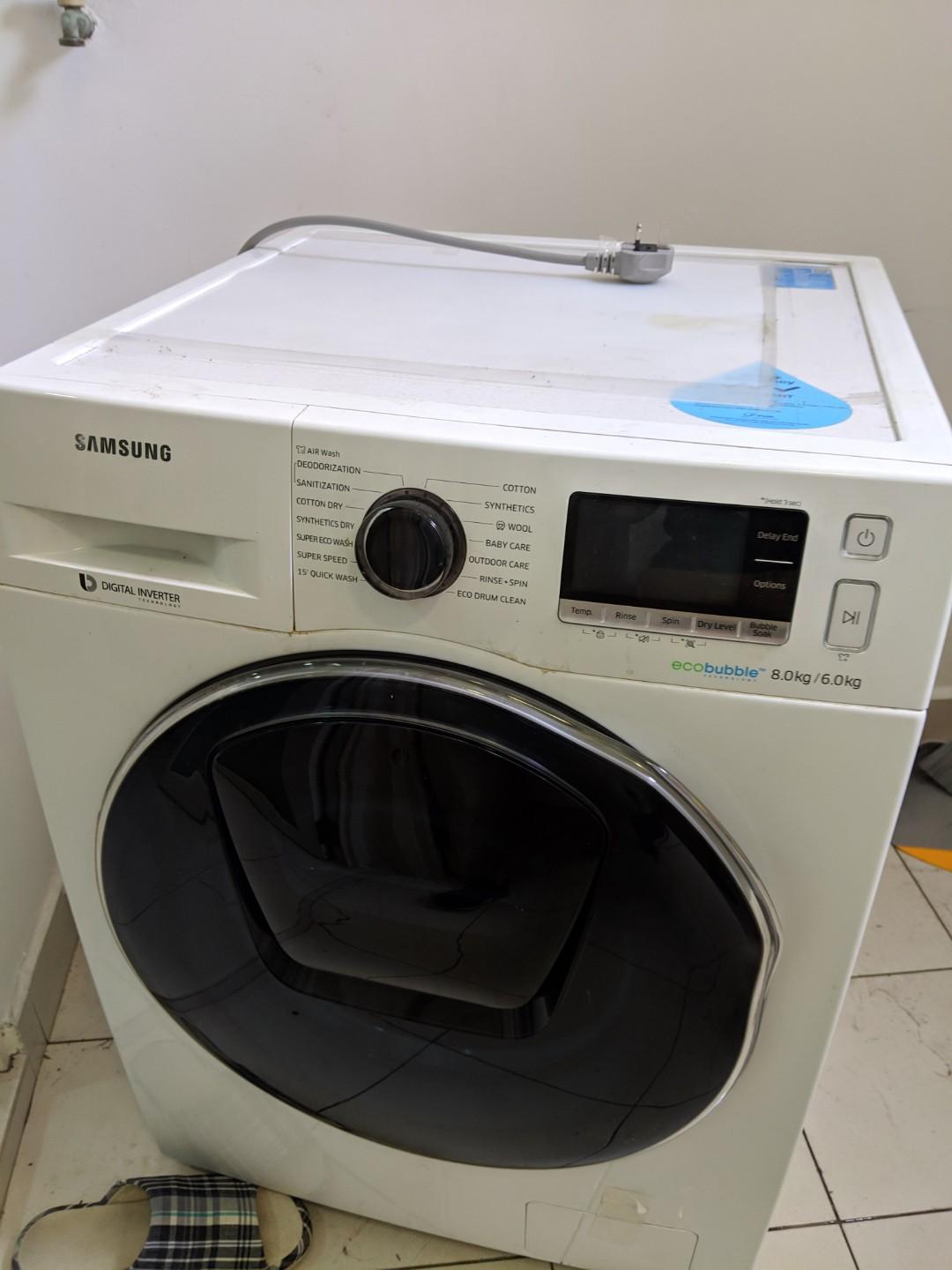 Used Samsung Washer+Dryer WD80K6410OW, TV & Home Appliances, Washing