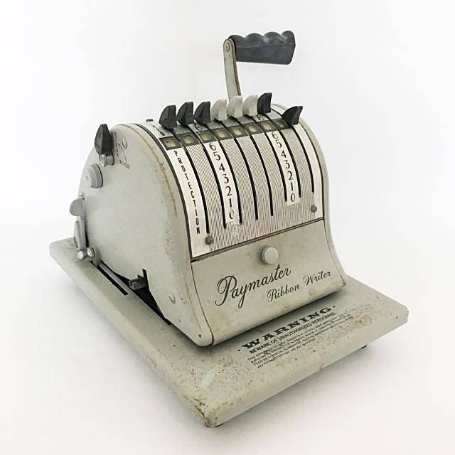 Details about   Vintage Paymaster Ribbon Writer Series 8000 Check Writer With Key 