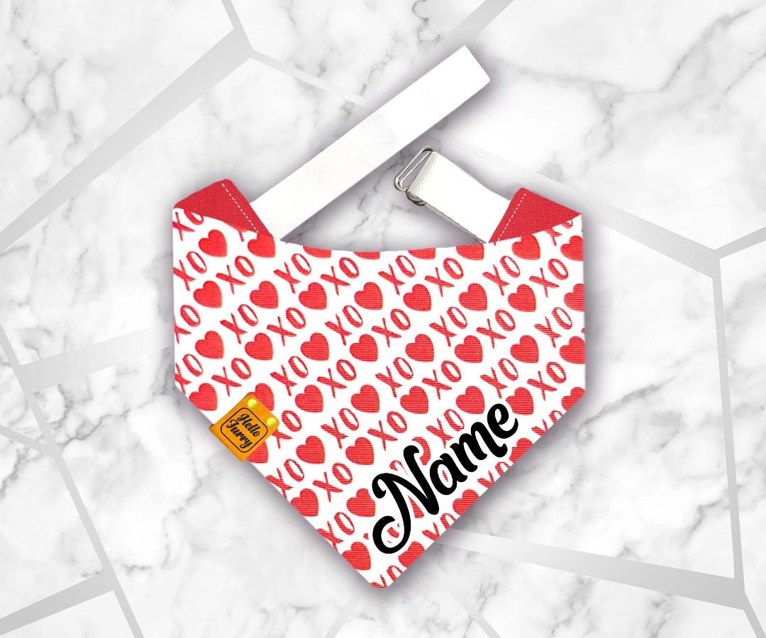 Xoxo Valentine Day Free Name Design Bandana Dog Cat Pet Dog Bandana Pet Collars Gift Add Name Puppy Bandana Reversible Bow Word Custom Pet Supplies For Dogs Dog Accessories On Carousell