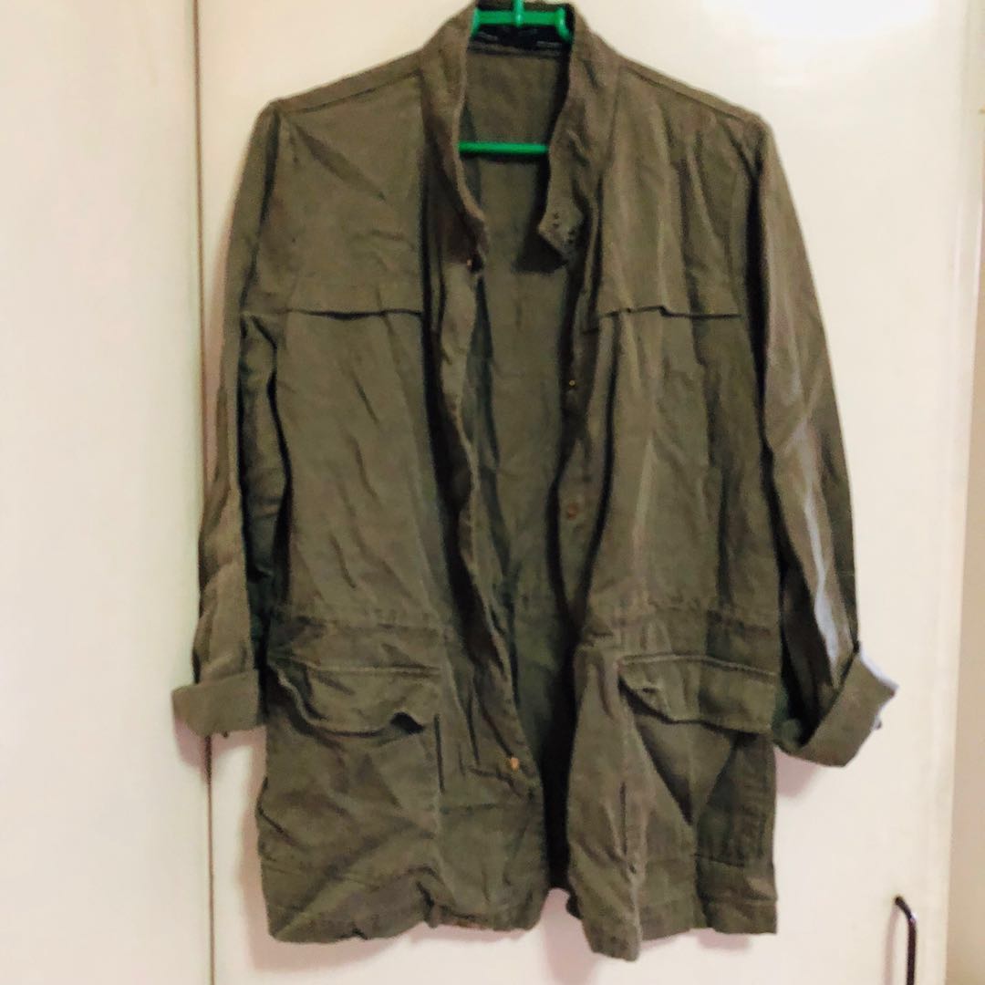 zara olive green coat