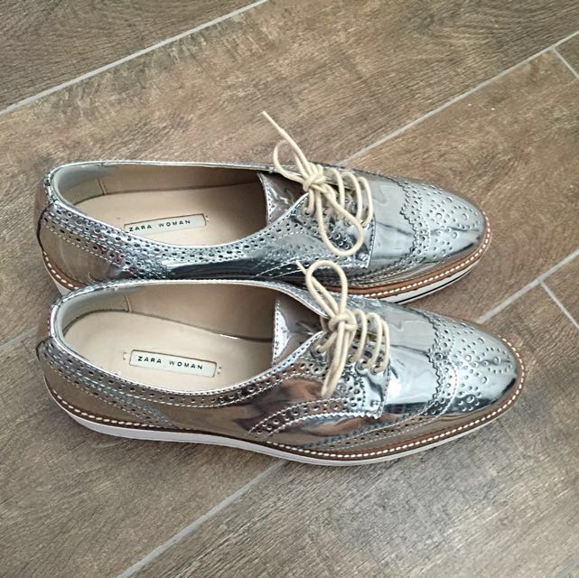 Zara Woman Silver Oxfords