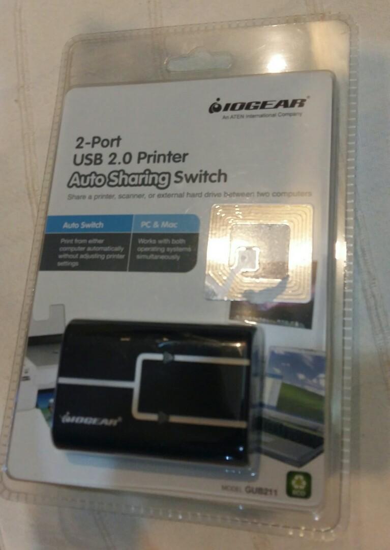 IOGEAR 2-Port USB 2.0 Printer Auto Sharing Switch GUB211