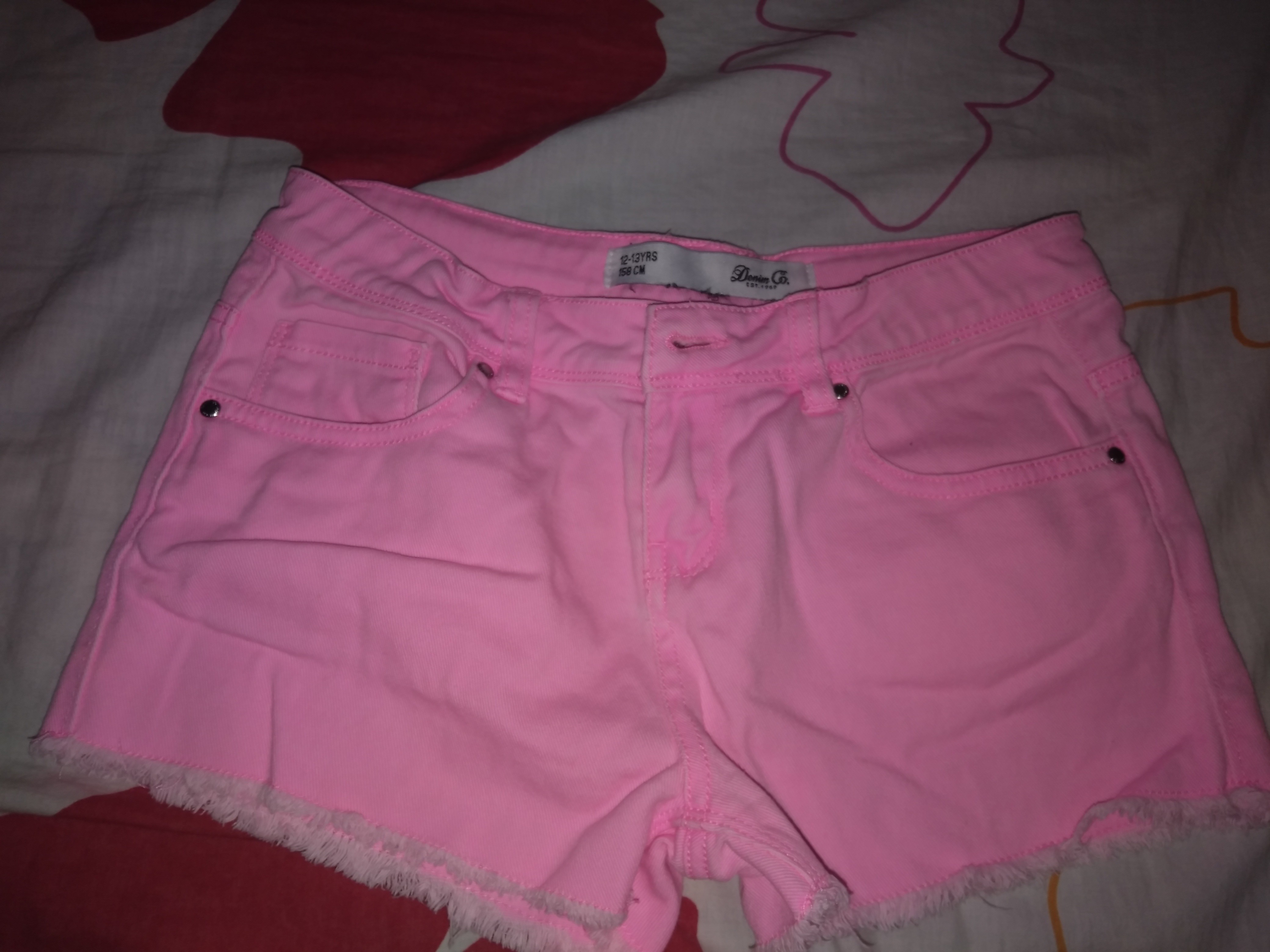 Bright pink denim shorts clearance