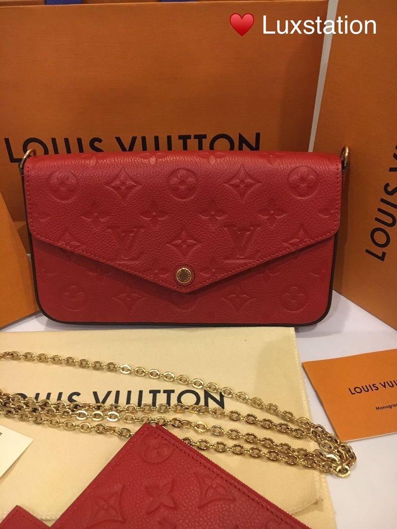 Louis Vuitton Pochette Felicie Monogram Empreinte Leather Cerise