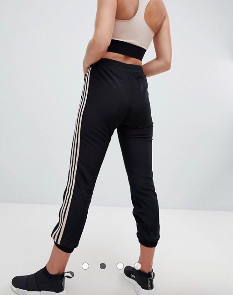 Adidas Originals Aa 42 Cuffed Joggers In Black And Beige