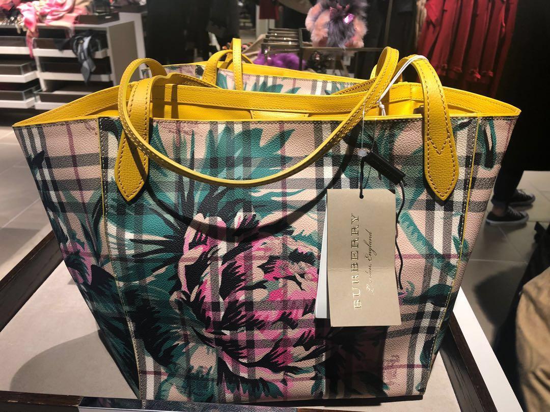 Burberry Flower Print Check Small Canterbury Tote Luxury Bags Wallets on Carousell