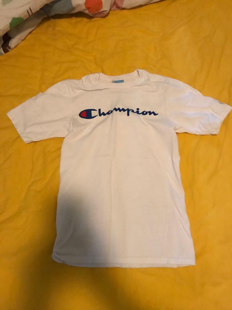 white and orange champion shirt