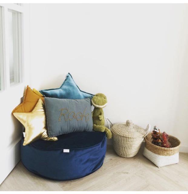 Gorgeous Royal Blue Velvet Floor Cushion Furniture Home Decor
