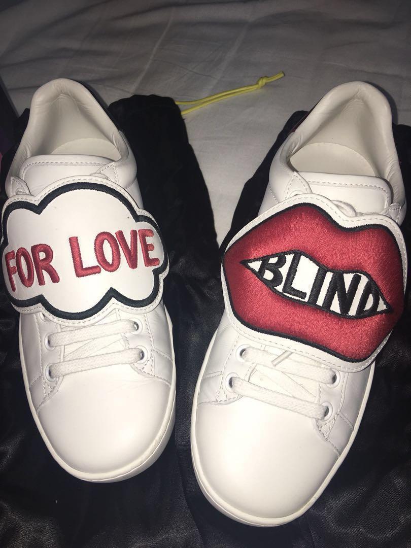 Gucci Ace Sneaker with Removable patch Blind for love Women s