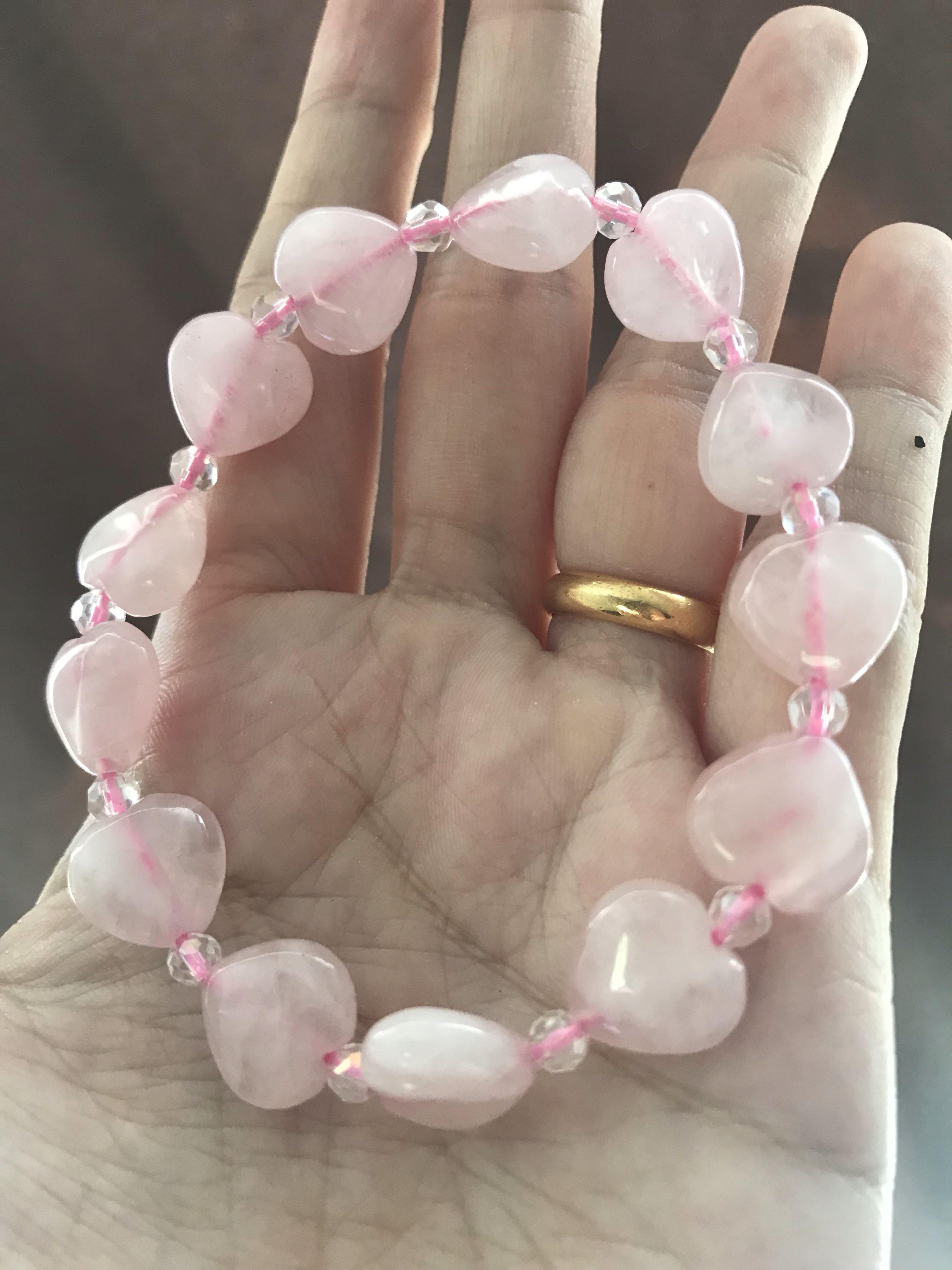 Heart shape rose quartz bracelet 8mm