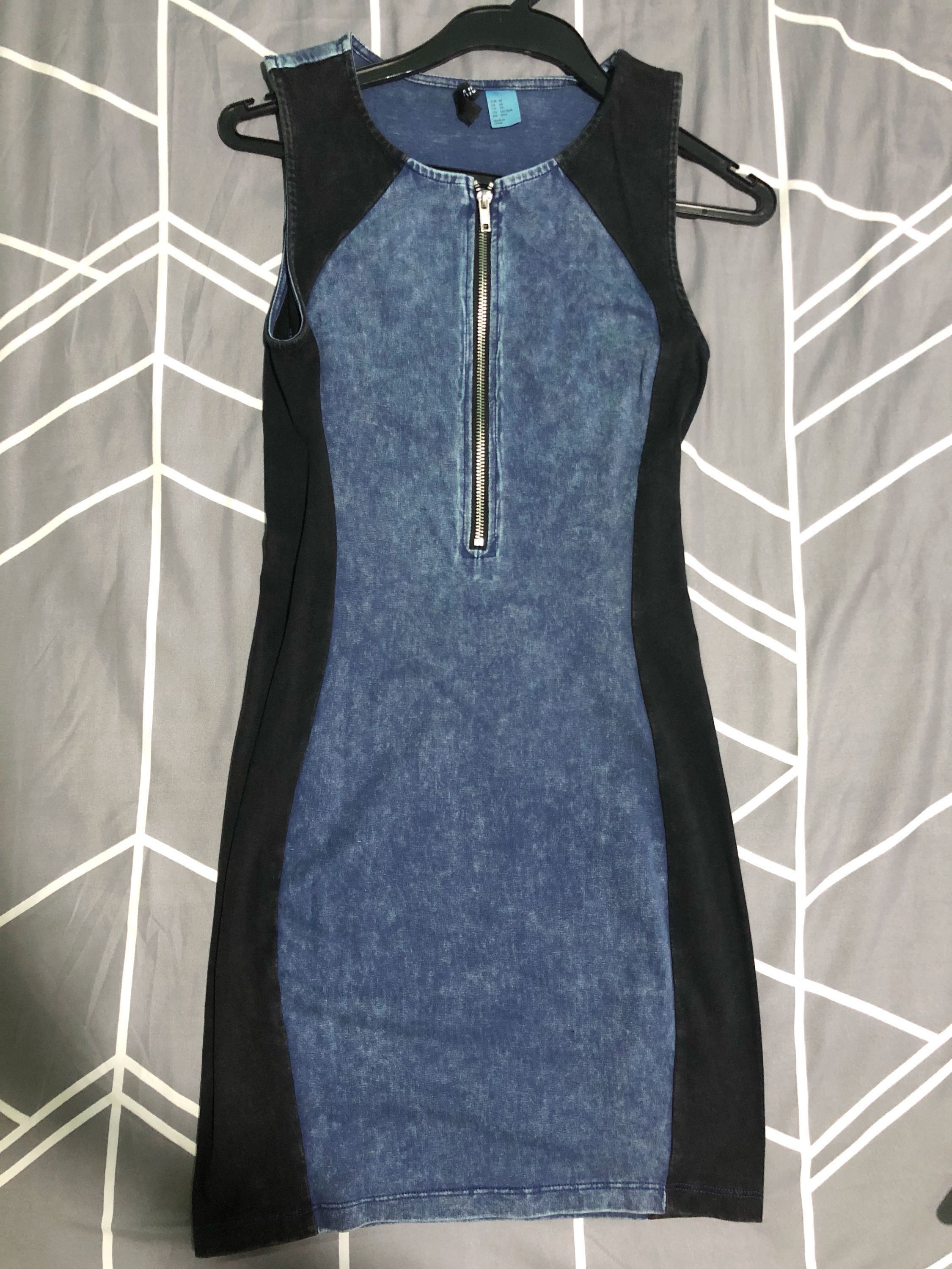 H&m denim 2025 zip dress