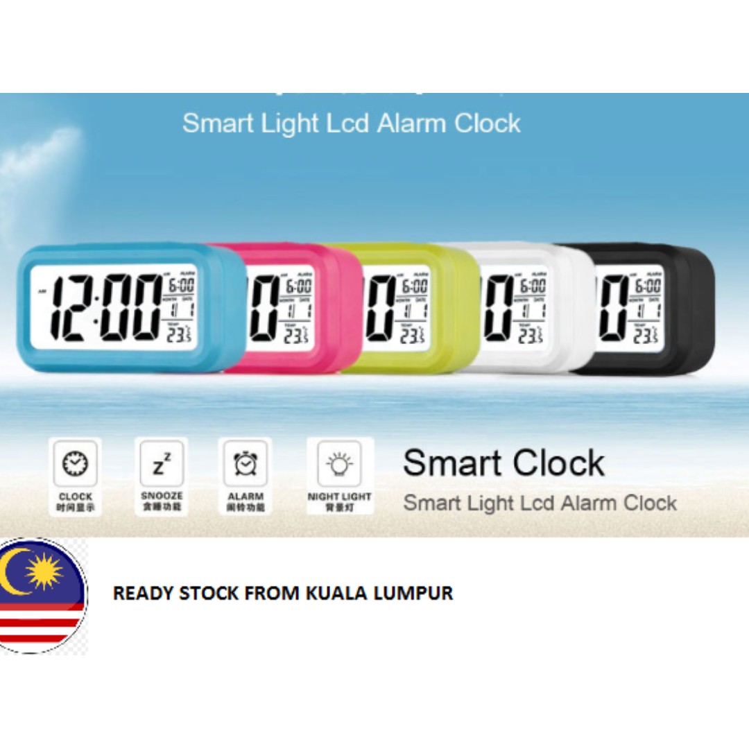 LED Digital Alarm Clock Temperature Auto Night Sensor, Furniture & Home ...