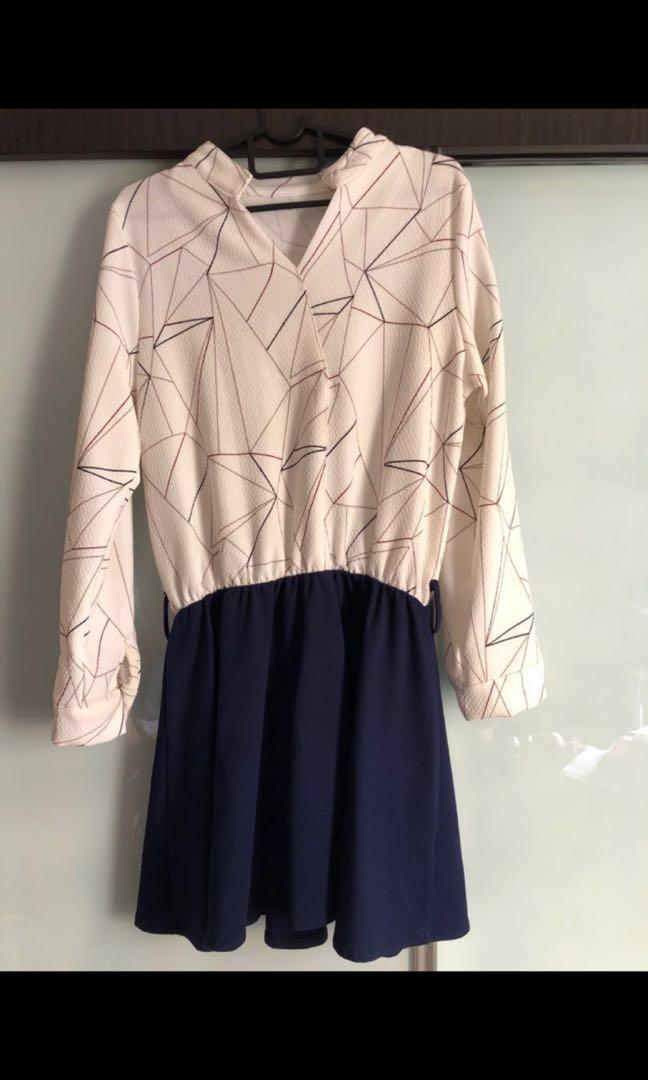 white top navy bottom dress
