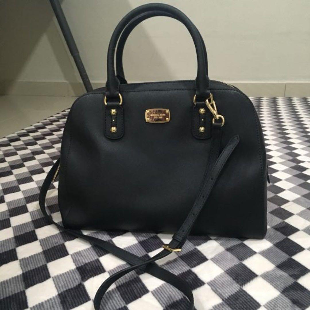 michael kors large satchel black saffiano leather