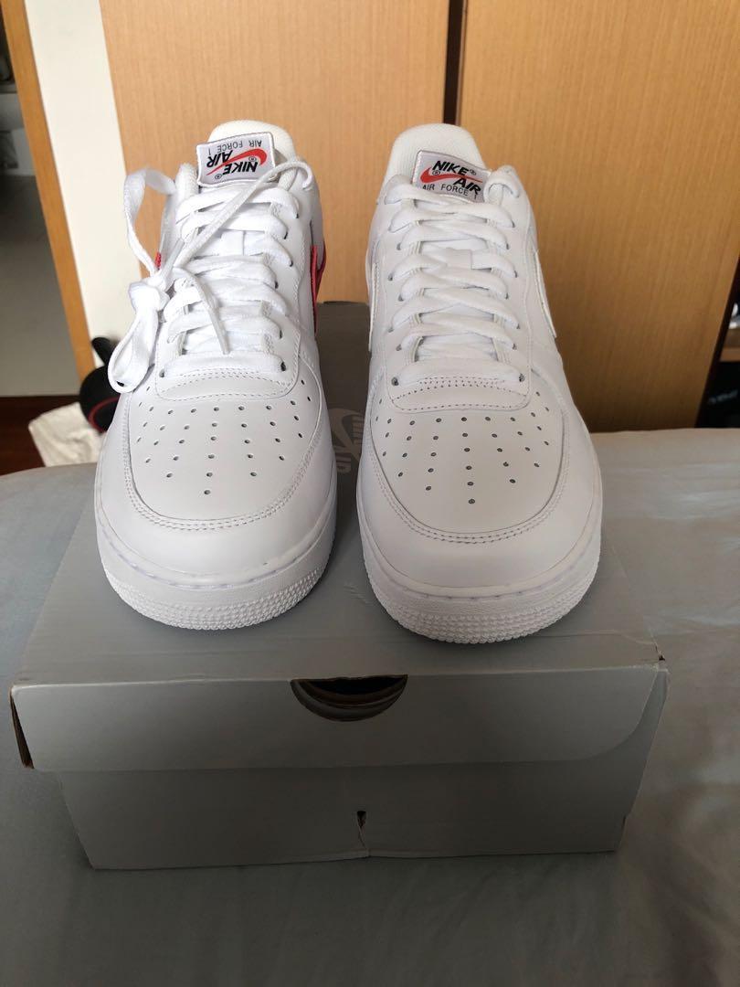 Nike air force one qs on sale triple white swoosh pack
