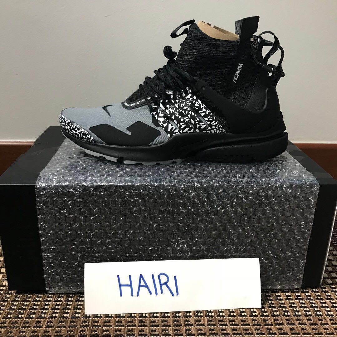 Nike Air Presto Mid x Acronym Cool Grey US 9 Men s Fashion