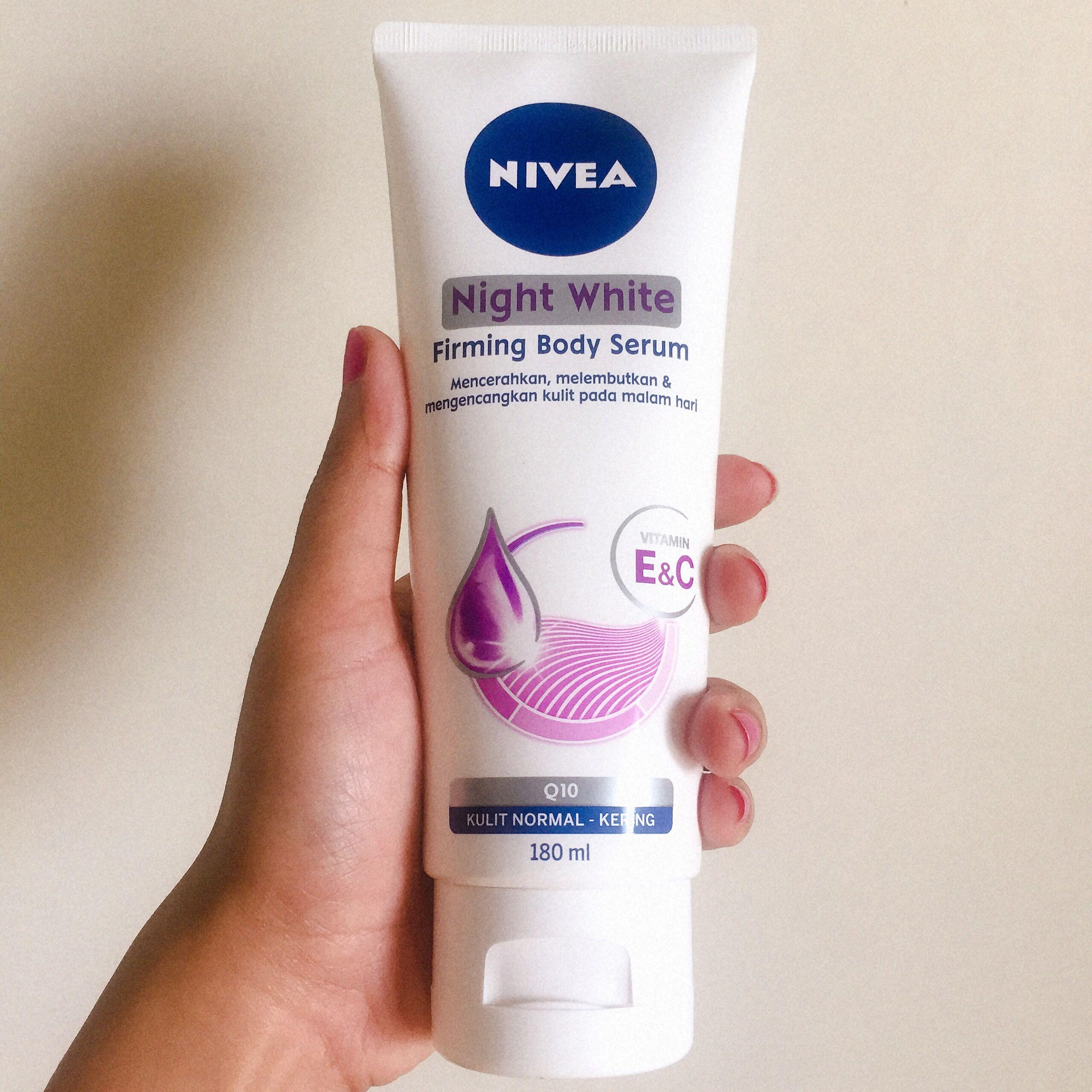 nivea night white firming body serum