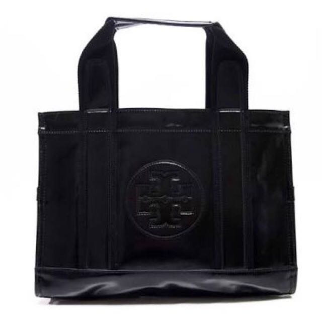 Tory burch patent 2025 leather tote bag