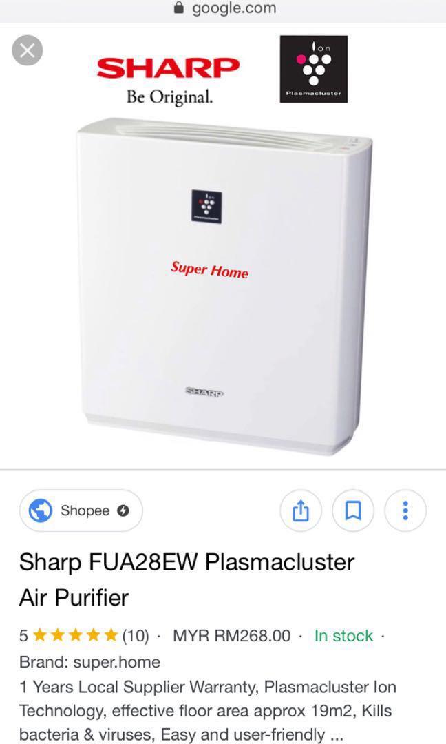 Sharp Air Purifier Fu A28e W Unopened In Box With Warranty Home Appliances Cooling Air Care On Carousell