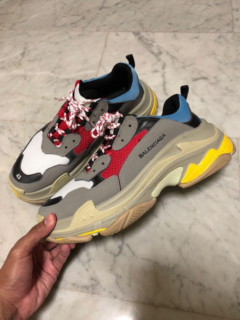 Balenciaga Leather Triple S Platform Sneakers in Gray for