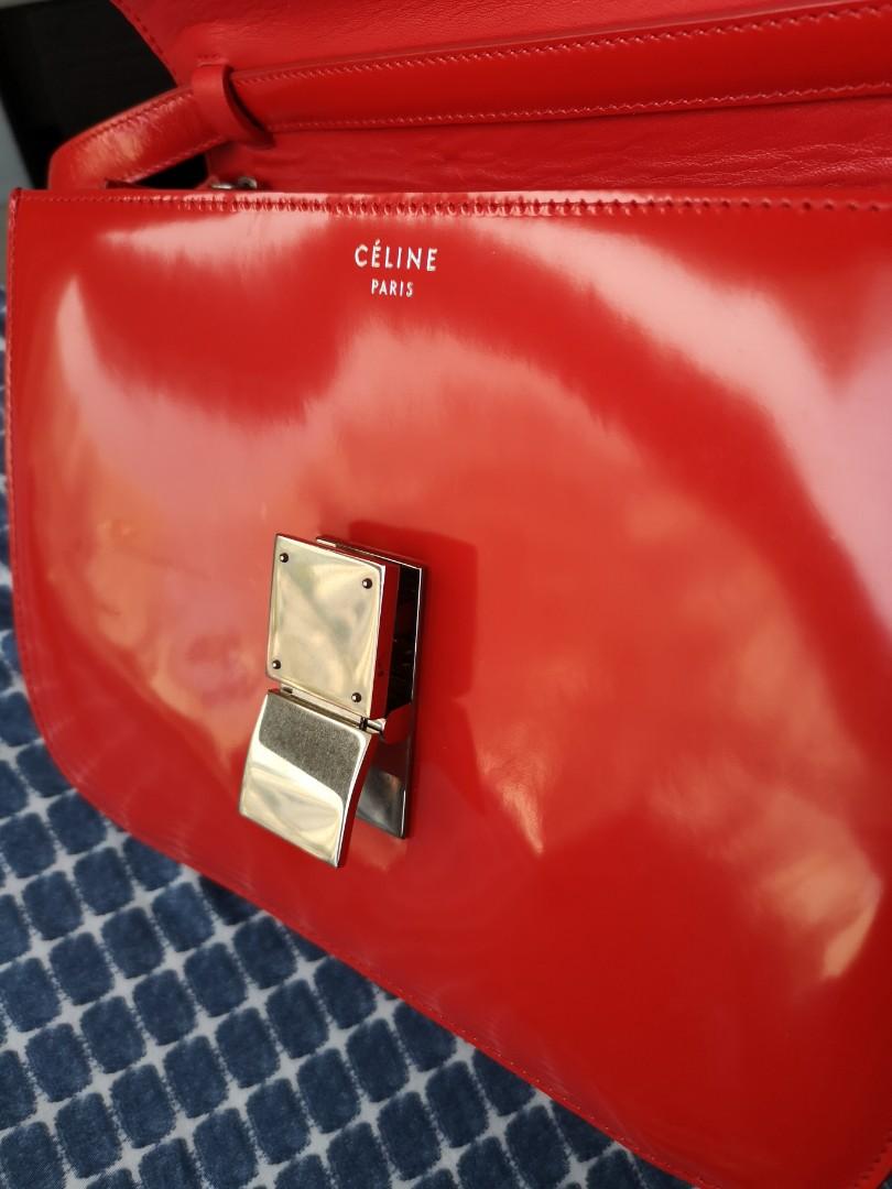 Celine Medium Box Bag Vermillion Spazzolato Women s Fashion
