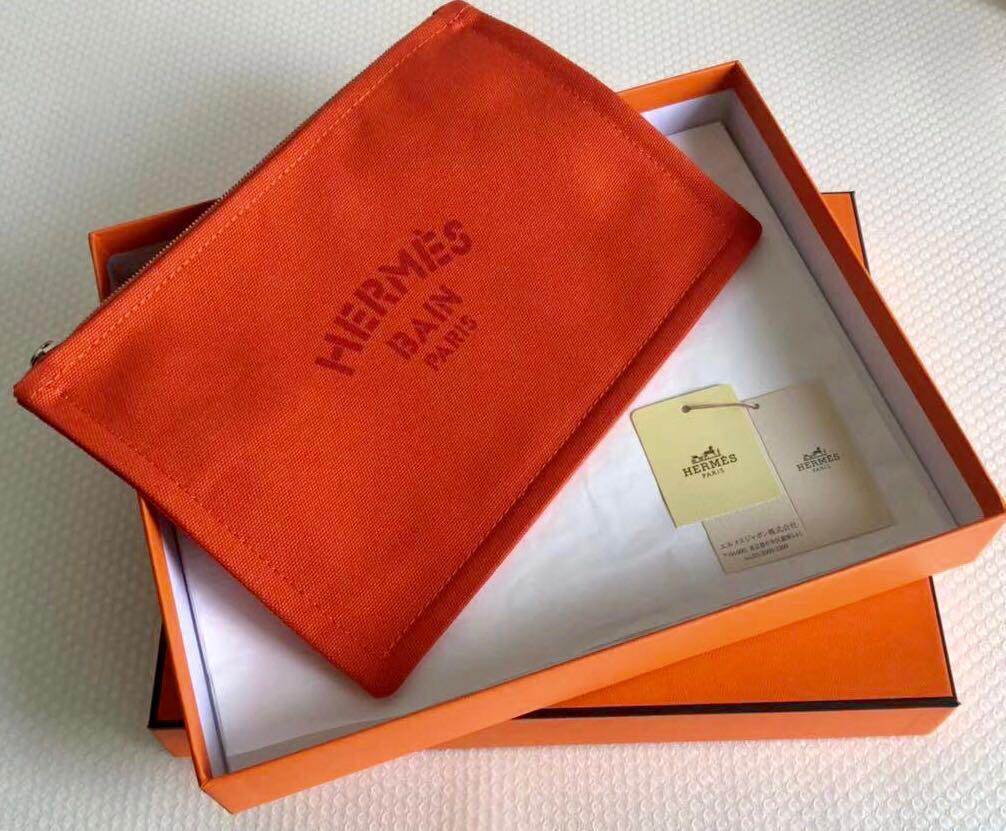 hermes canvas clutch