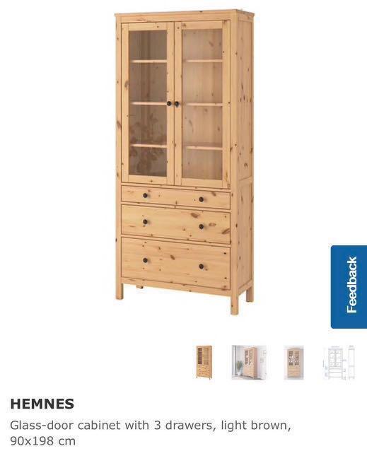 Ikea Hemnes Glass Door Cabinet Furniture Shelves Drawers On