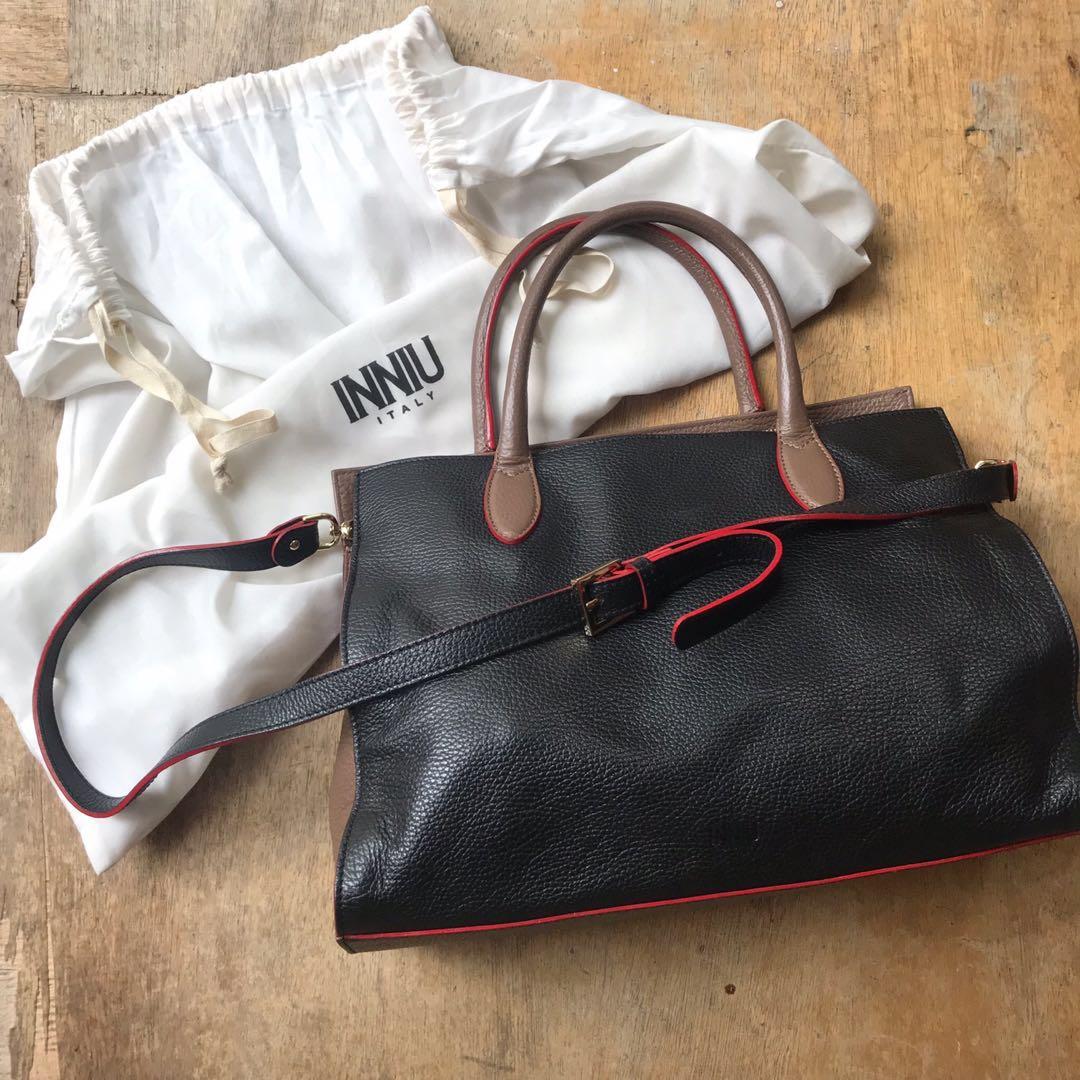 Inniu Italy Two Way Bag (Category: Luxury Bags & Wallets) located in Mandaluyong City. Submitted by marceditems (Listing ID 207885799, Image 1). Description: You can search for the brand Inniu. Leather is made in Italy.