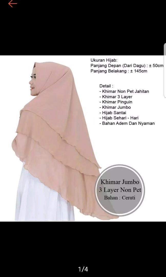 Khimar 3 Layer Ceruti Instock White Biru Tosca Dusty Pink Women S Fashion Muslimah Fashion On Carousell