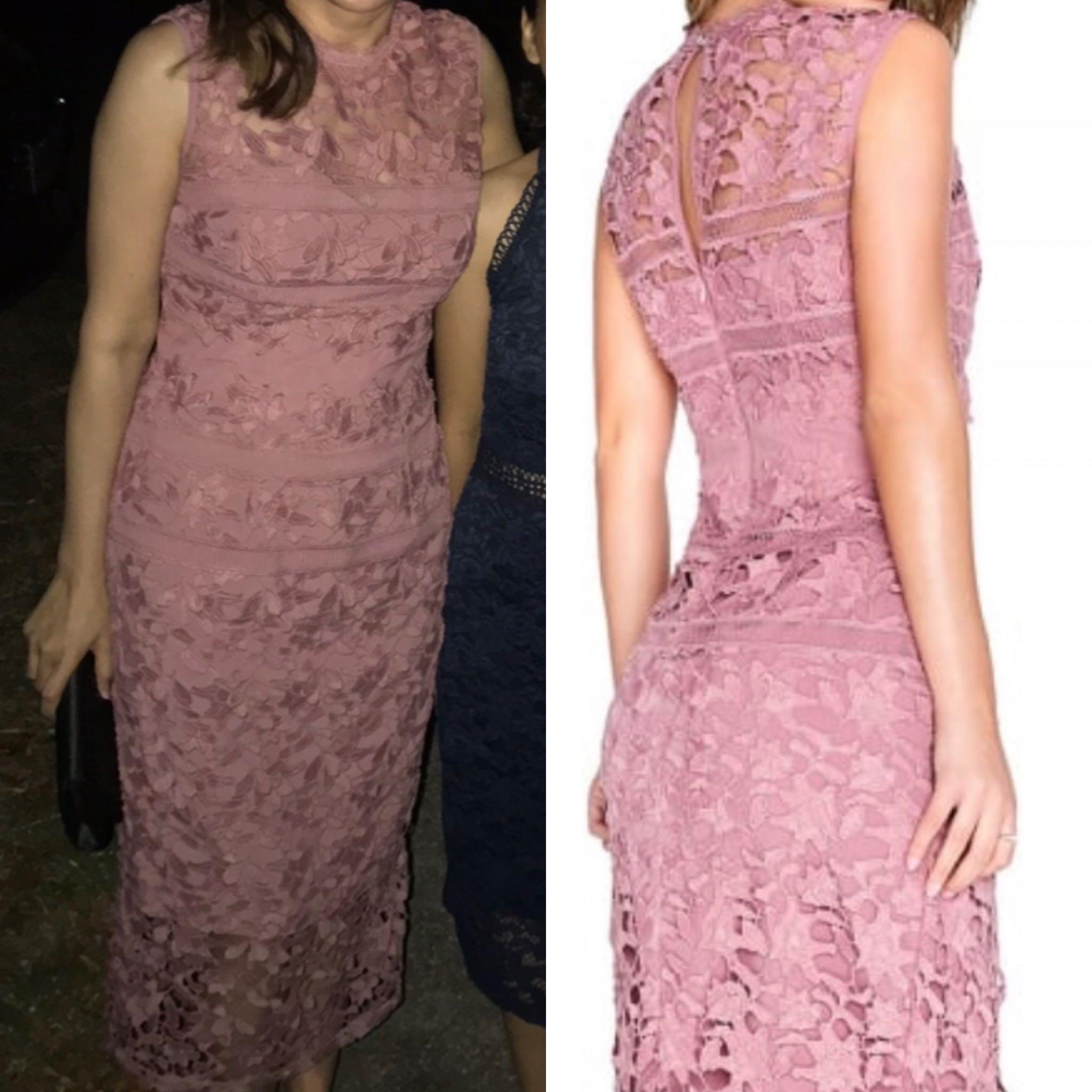 Little Mistress Rosette Bodycon Lace Dress Old Rose