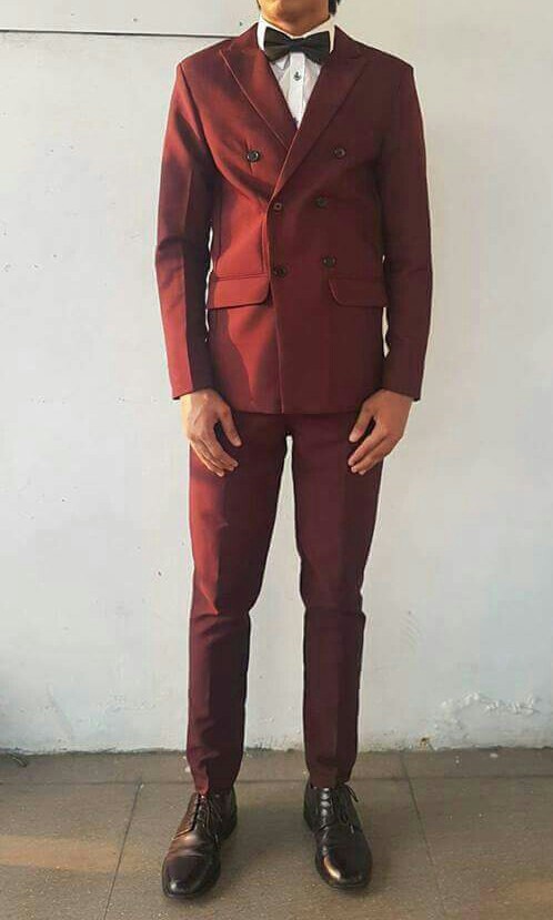 maroon double breasted suit