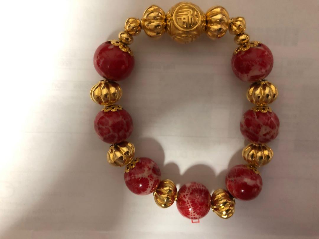 Gold and deals coral bracelet