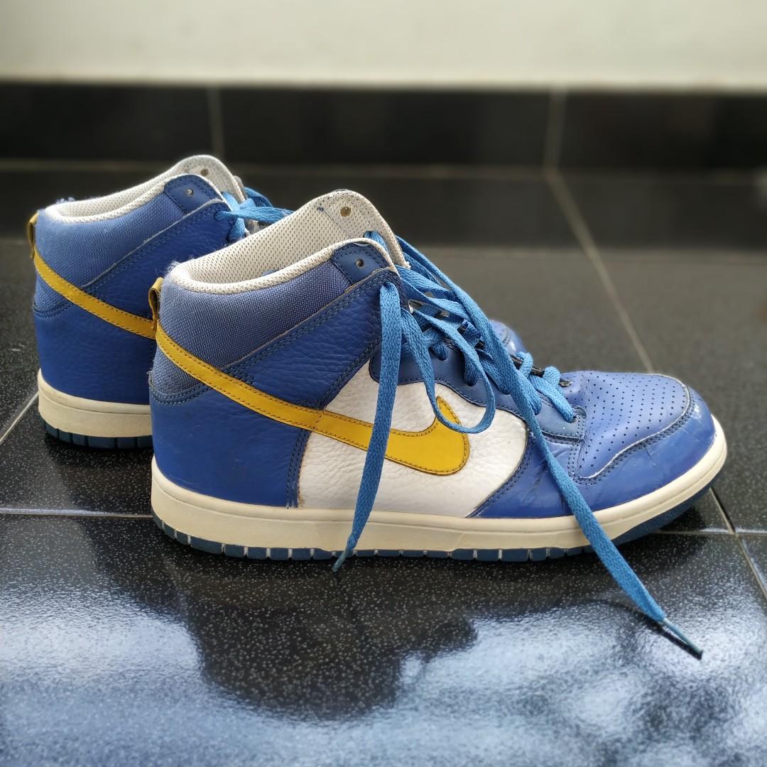 nike dunk high blue and yellow