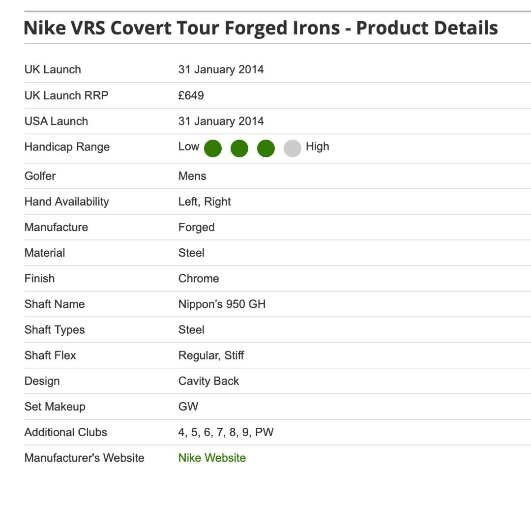 vrs covert forged irons