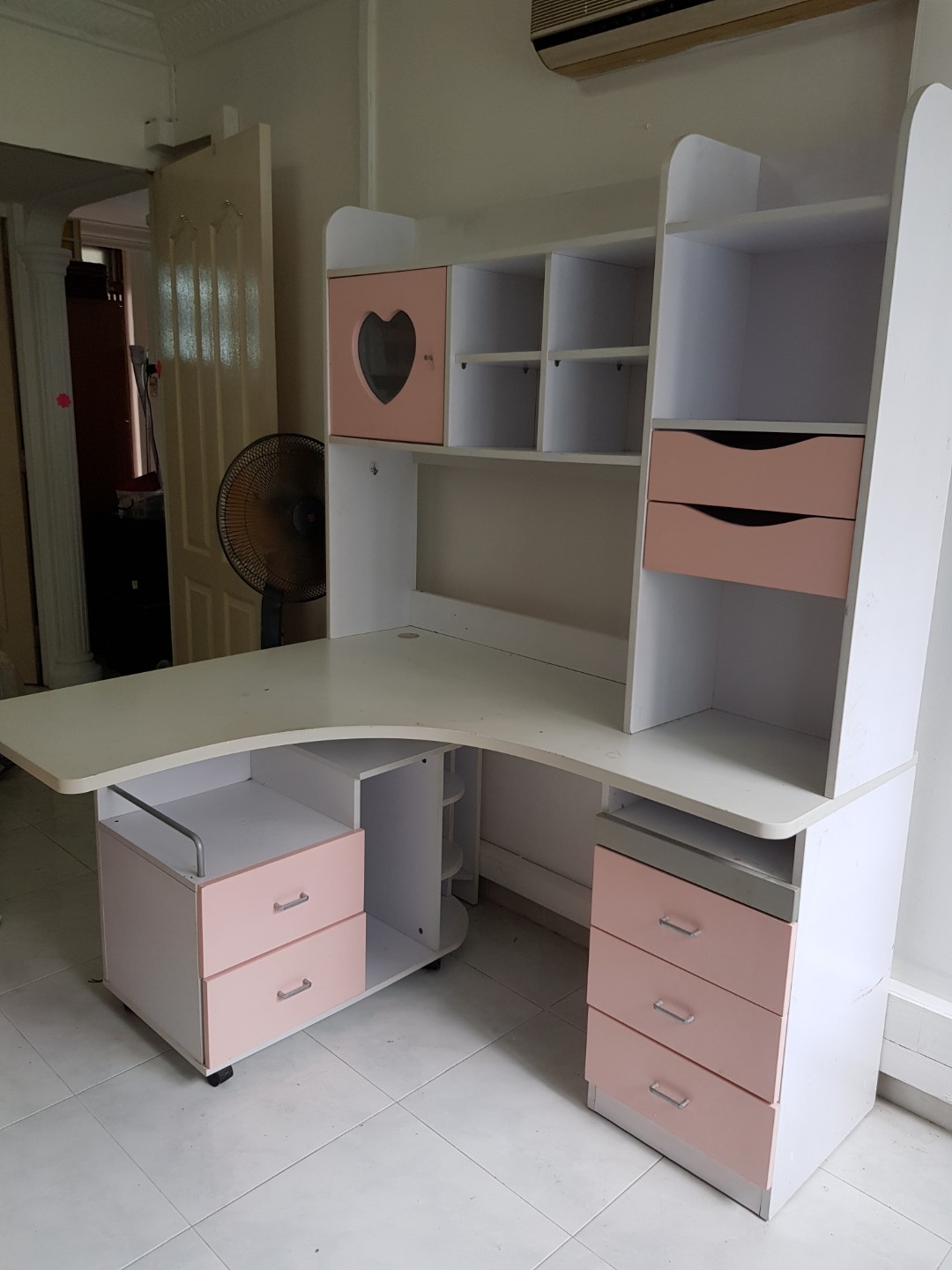 Pink and white study table