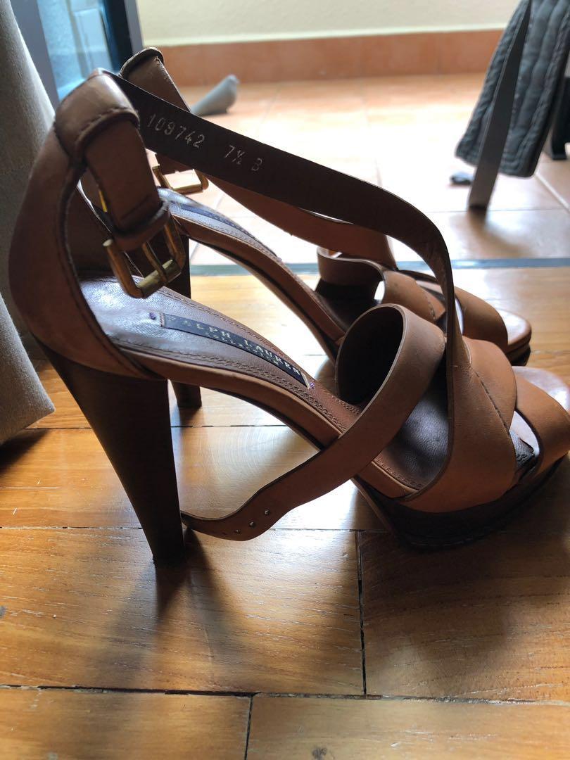 Ralph lauren tan heels hot sale
