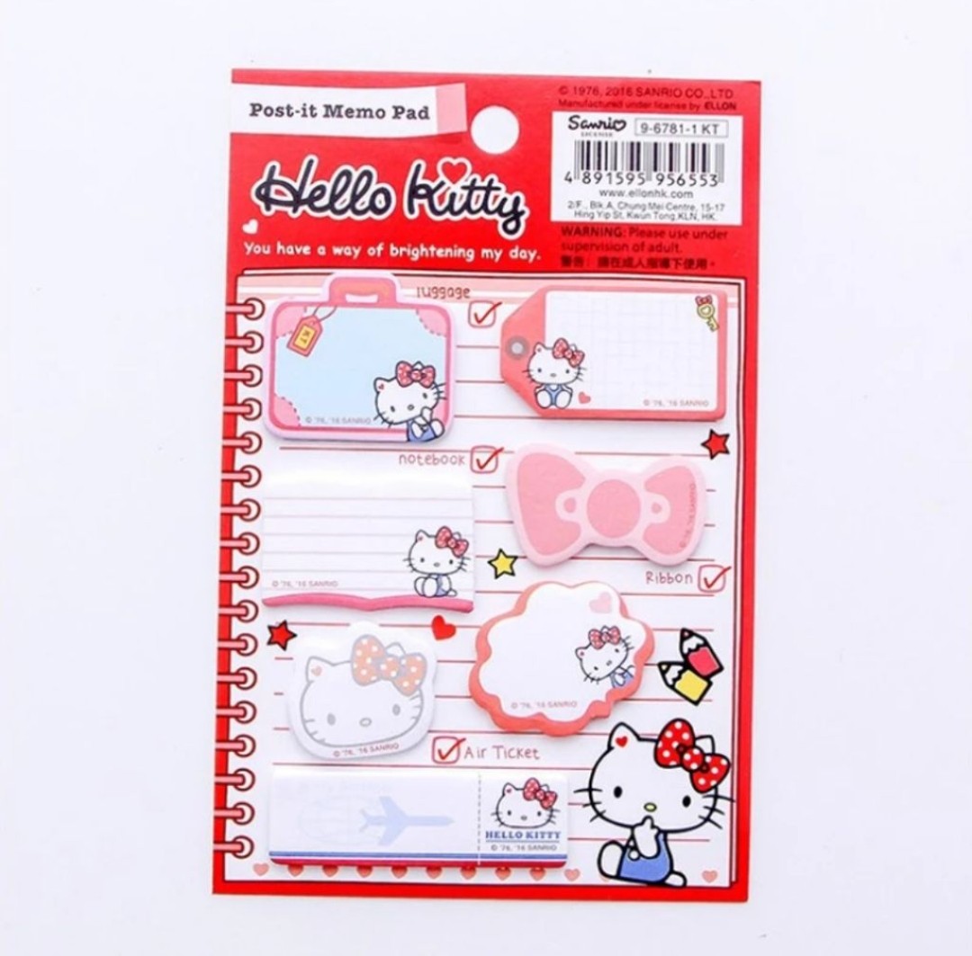 Sanrio Hello Kitty Post-it Sticky Memo Note Pads Message List Cute Cat Pink Gift 