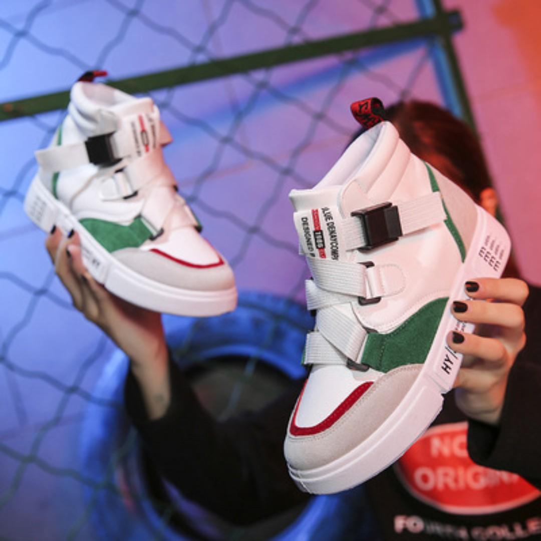 Women Korean Youth Fashion Wild High Top Velvet Sneakers White