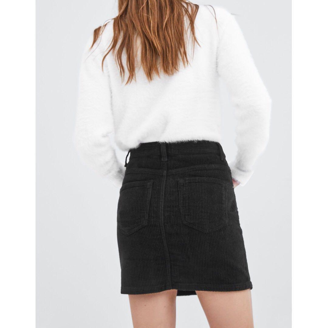 Thed546 Zara Corduroy Mini Skirt In Black Womens Fashion Clothes