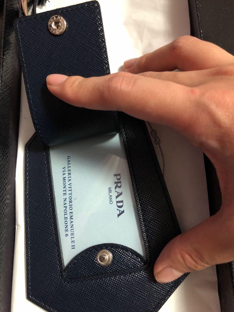 Prada - Women's Saffiano Leather AirTag Holder Bag Accessorie - Blue