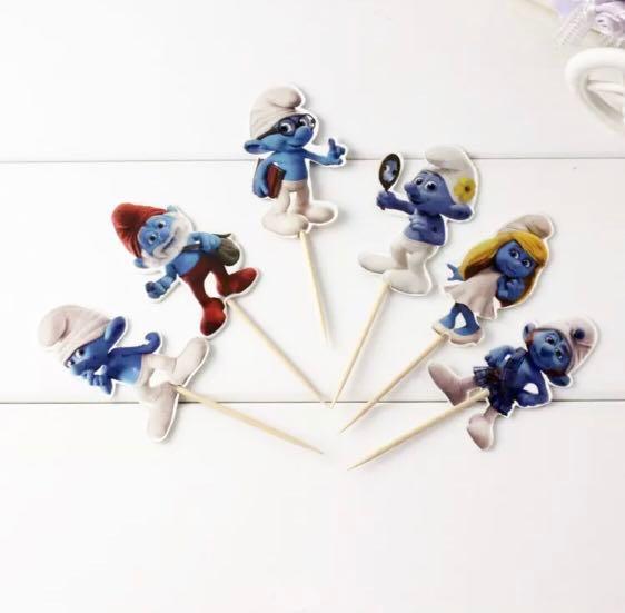 12 Pcs Smurfs Cupcake Topper Cake Toppers Birthday Party