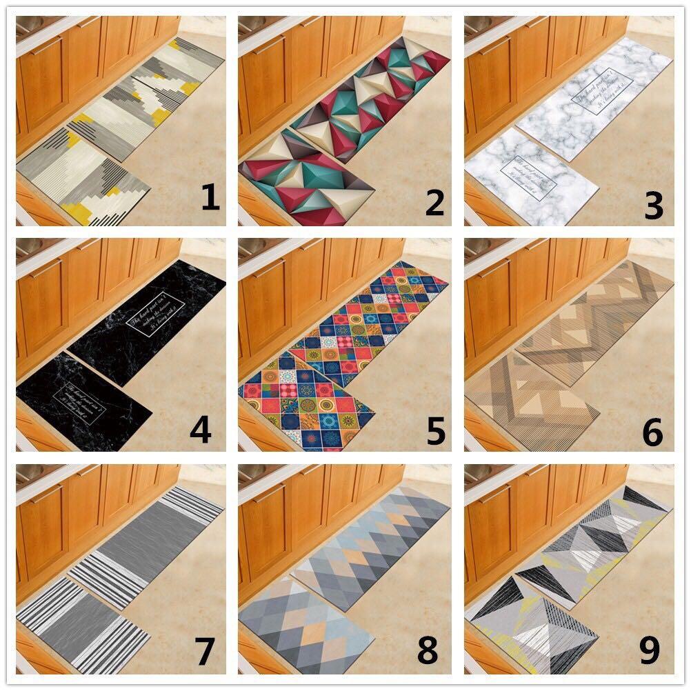 2pcs Set Geometric Pattern Kitchen Floor Mats Carpet Furniture Home Decor Cushions Linen On Carousell