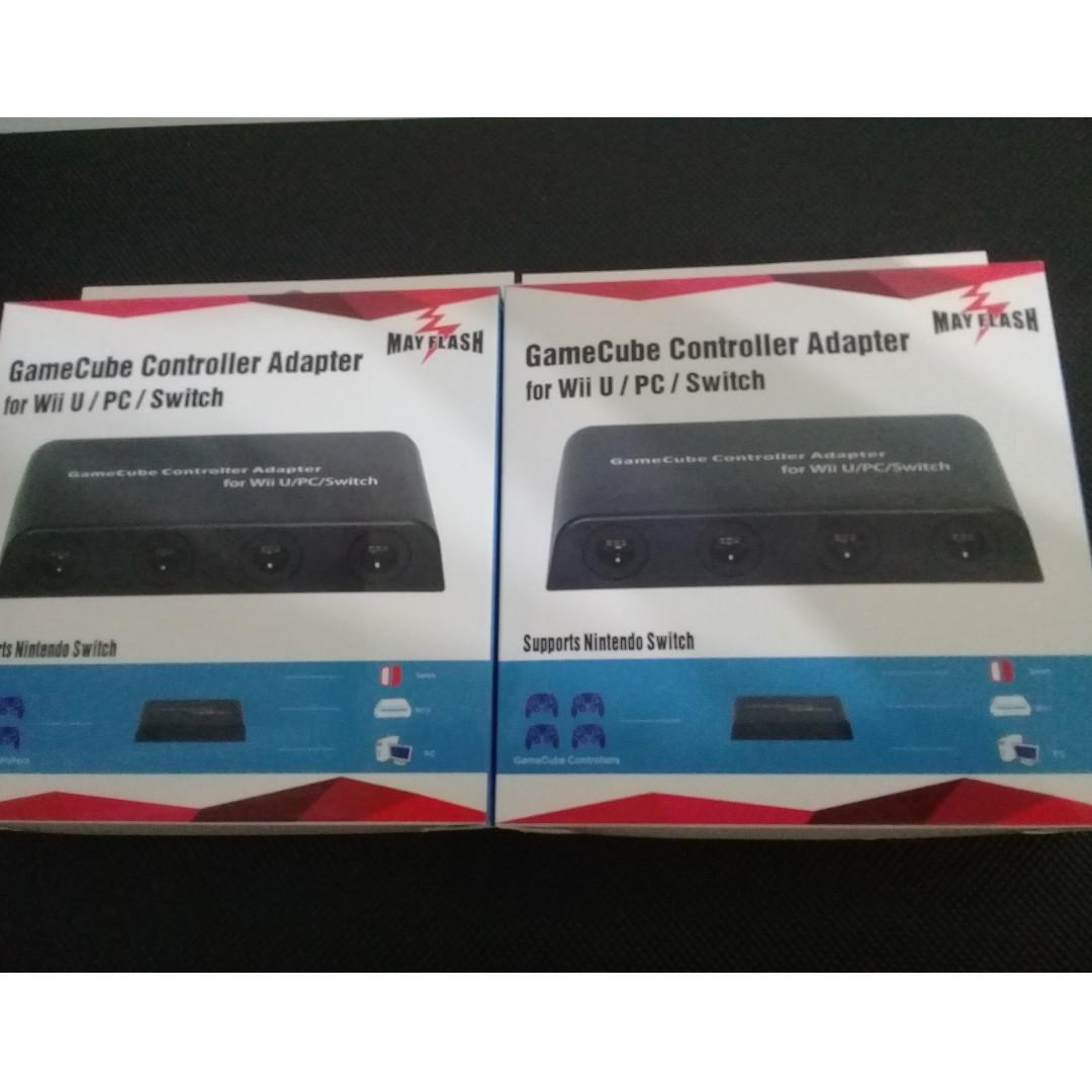 現貨特價任天堂switch Wiiu 和pc 使用gc手把手柄轉接器gamecube 1對4 有 電玩 電玩週邊在旋轉拍賣