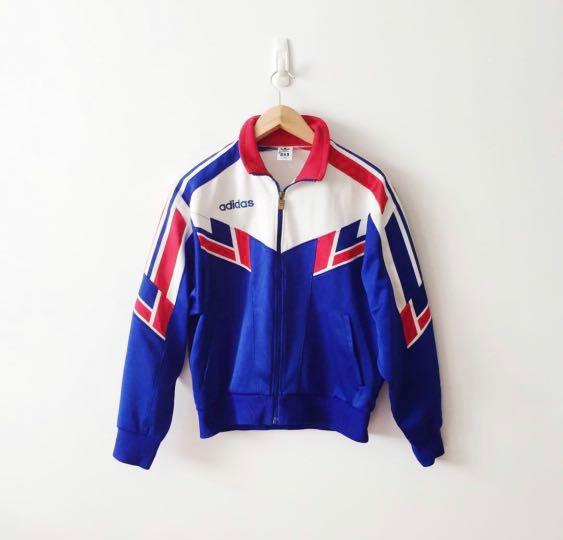 red blue and white adidas jacket
