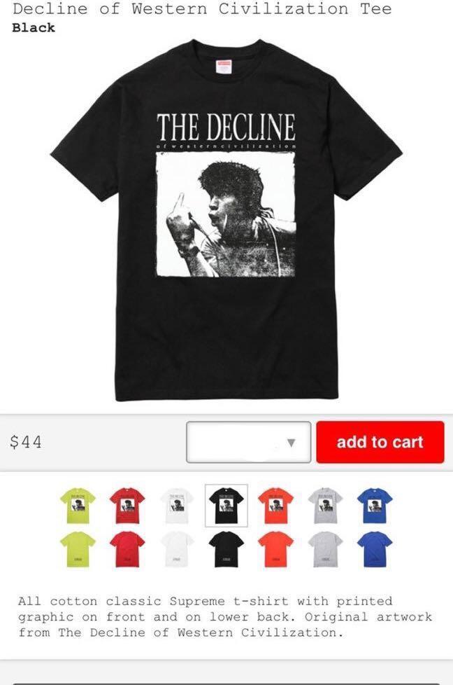 Cheap Supreme Decline Of Western Civilisation Tee Men s Fashion Tops Sets Tshirts Polo Shirts on Carousell