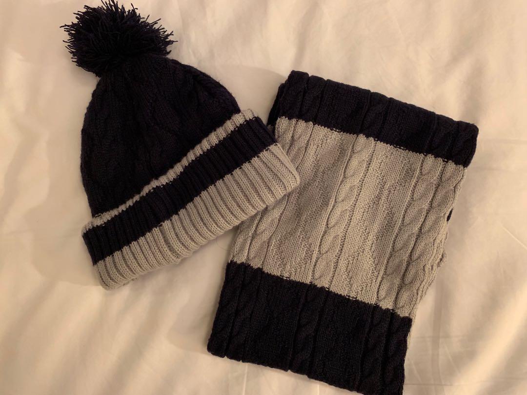 grey bobble hat and scarf