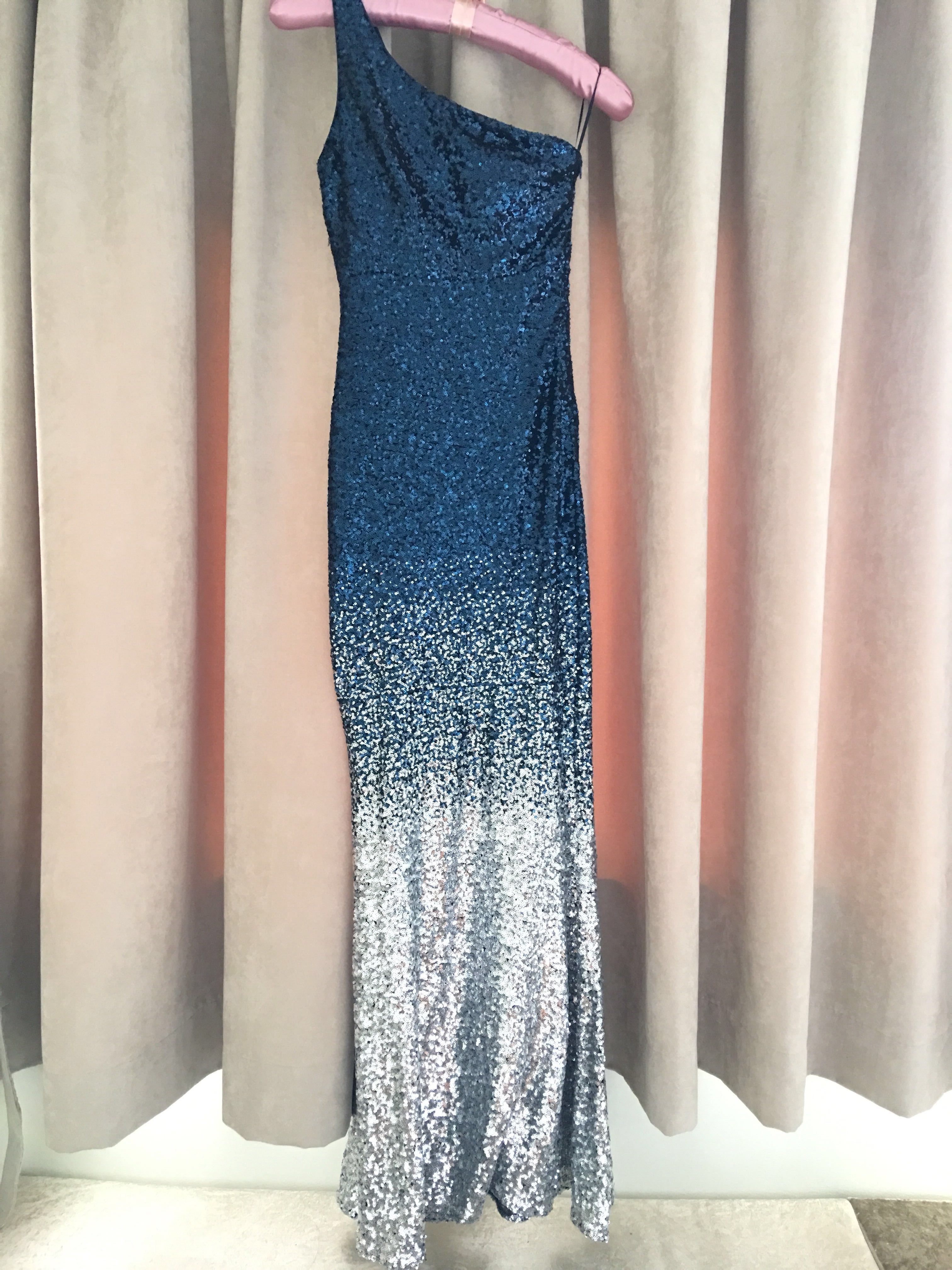 navy blue dress with silver sequins